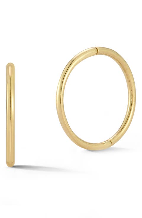 14K Yellow Gold Medium Huggie Hoop Earrings