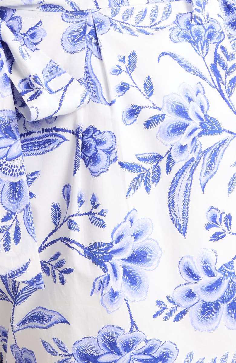 SUGARLIPS Maeve Belted Floral Zaferia Cotton Shorts, Alternate, color, White Cobalts