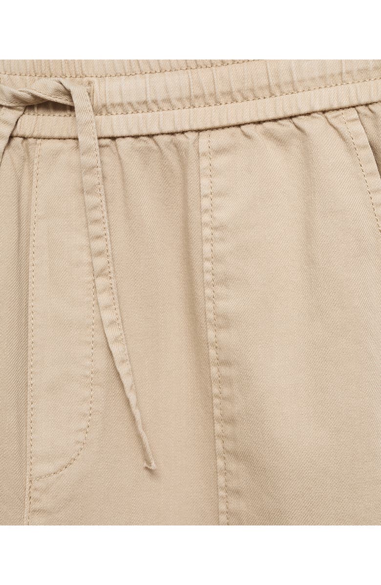 MANGO Elastic Waist Drawstring Pants, Alternate, color, Sand