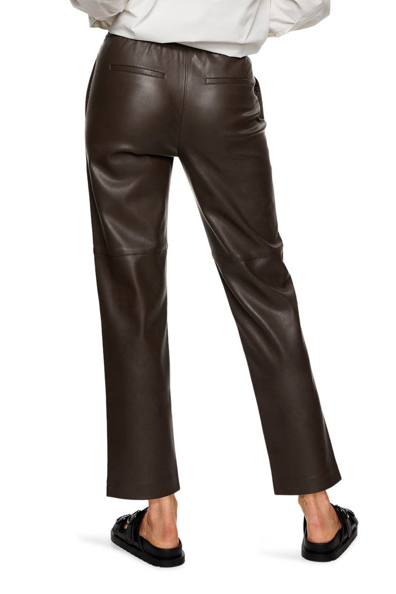 Faux Leather Straight Leg Pants, Alternate, color, MEDIUM BROWN