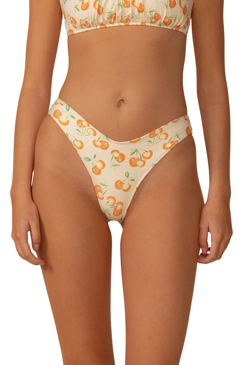 Lulu Cherry Print High Leg Bikini Bottoms, Main, color, CHERRY SHERBET