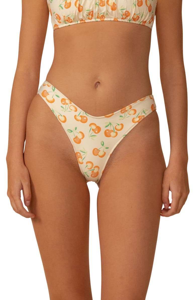 MONTCE Lulu Cherry Print High Leg Bikini Bottoms, Main, color, Cherry Sherbet