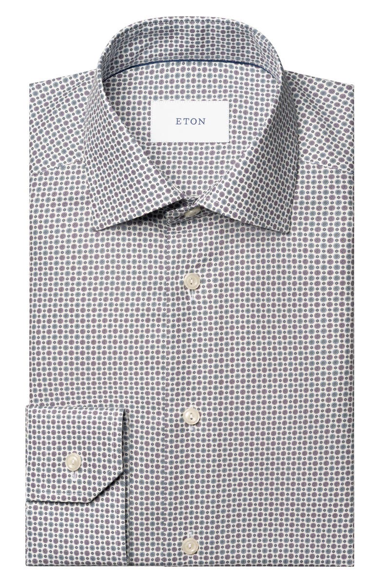 Eton Slim Fit Micro Floral Print Shirt, Alternate, color, Medium Purple