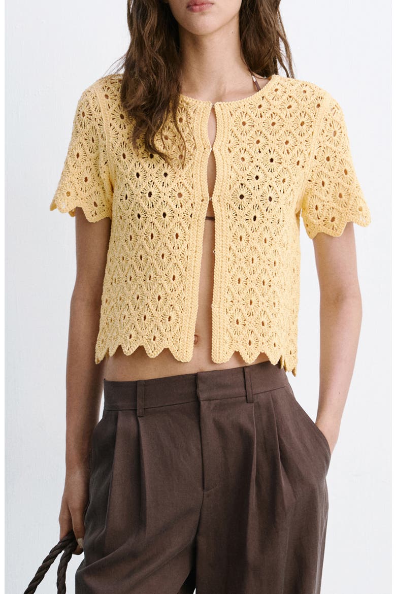 Openwork Crochet Knit Top, Main, color, YELLOW