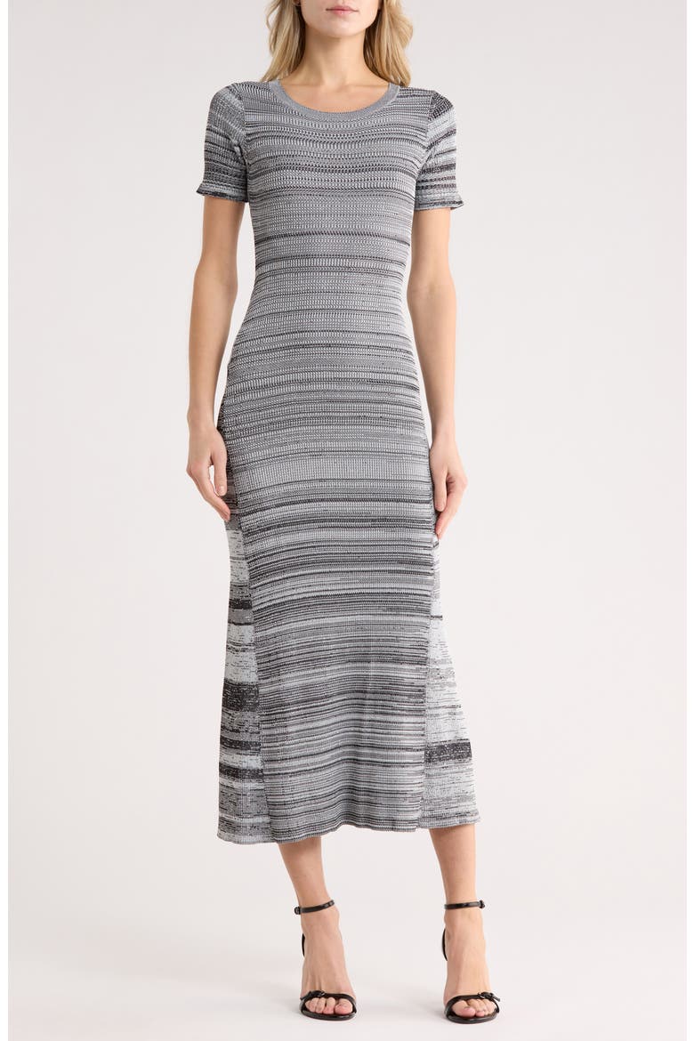 Stripe Short Sleeve Maxi Sweater Dress, Main, color, GRAY
