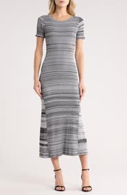 Desigual Stripe Short Sleeve Maxi Sweater Dress