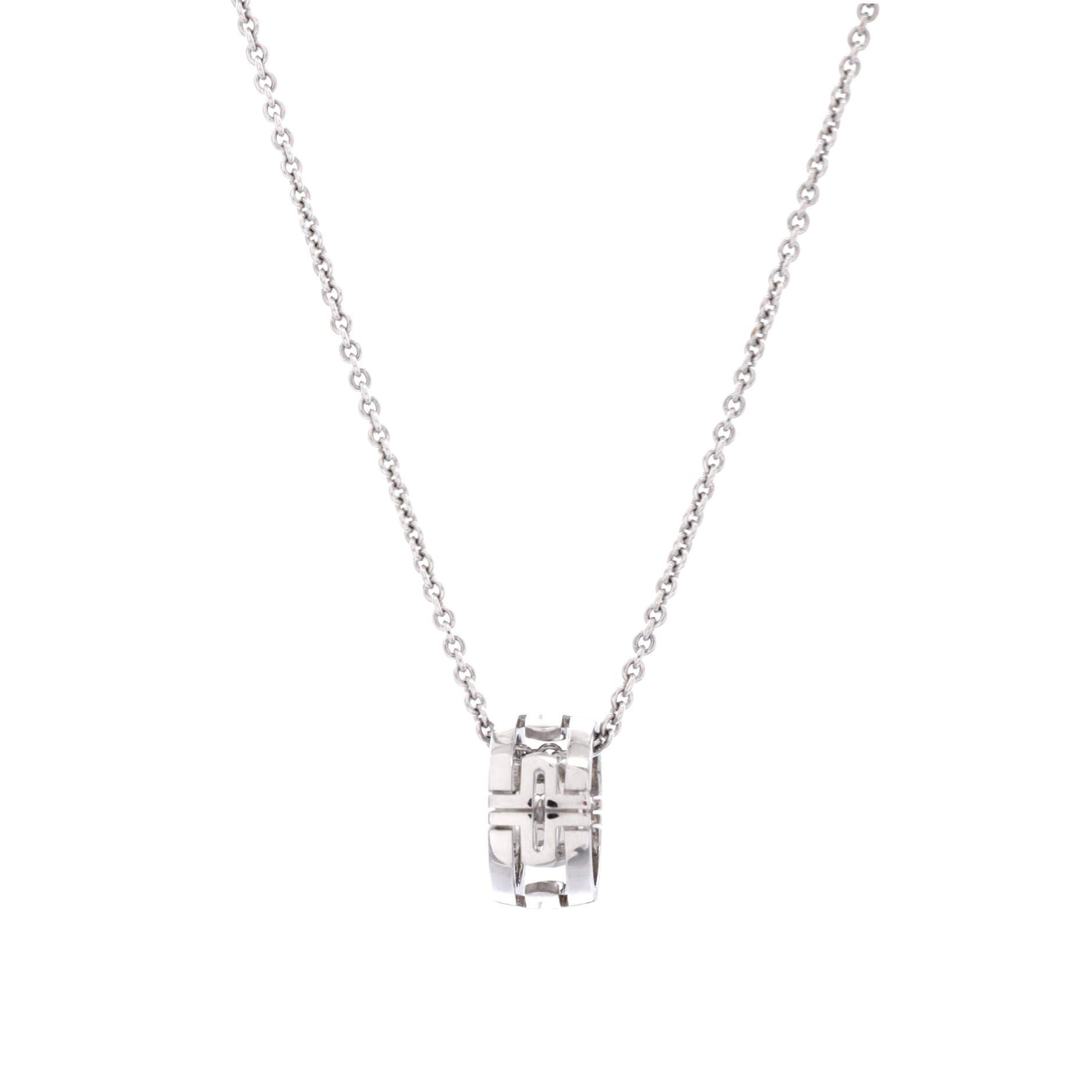Parentesi Ring Pendant Necklace 18K White Gold, Main, color, Metallic Gold