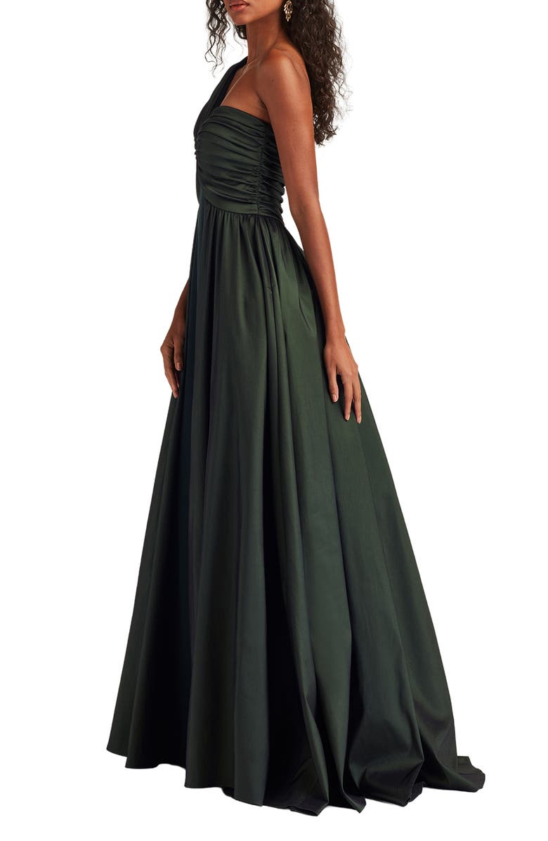 Tadashi Shoji One-Shoulder Taffeta Gown, Alternate, color, Dark Forest