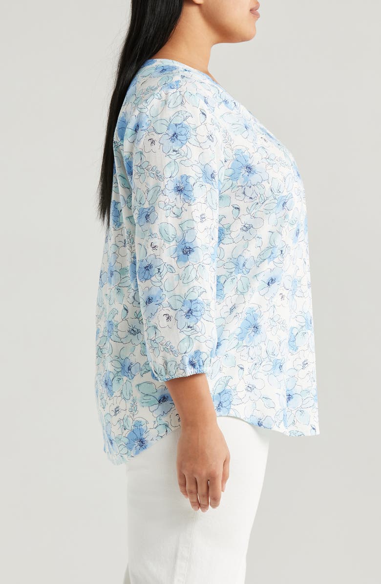 Jones New York Floral V-Neck Linen Blend Tunic, Alternate, color, 