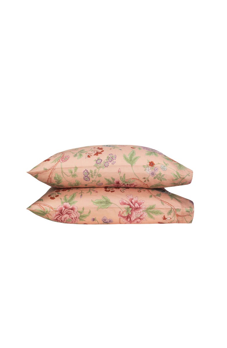 Matouk Simone Set of 2 Linen Pillowcases, Main, color, Apricot