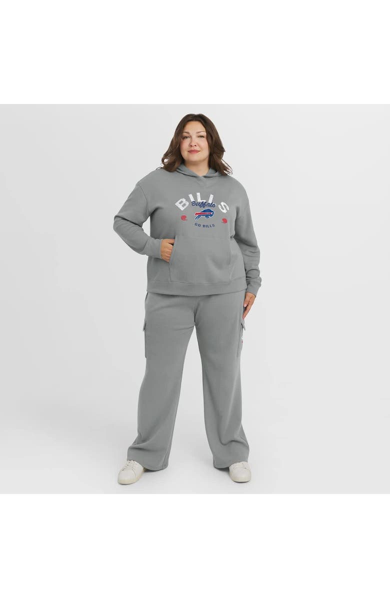 WEAR by Erin Andrews Women's WEAR by Erin Andrews Gray Buffalo Bills Plus Size Waffle-Knit Long Sleeve Hooded Shirt & Pants Lounge Set, Main, color, Gray