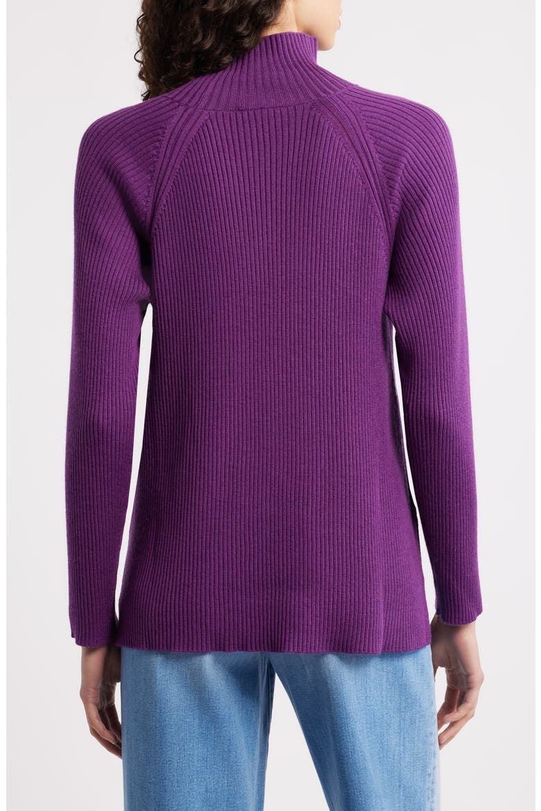 Rib Turtleneck Wool Sweater, Alternate, color, DAHLIA