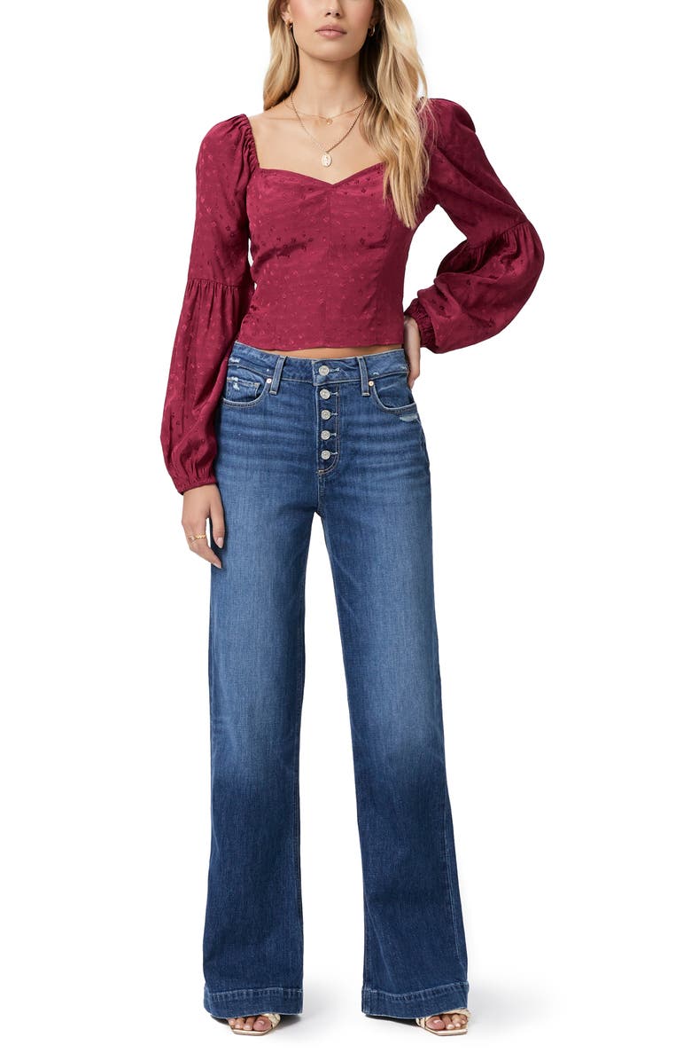 PAIGE Sydnee Juliet Sleeve Jacquard Top, Alternate, color, Brryjm