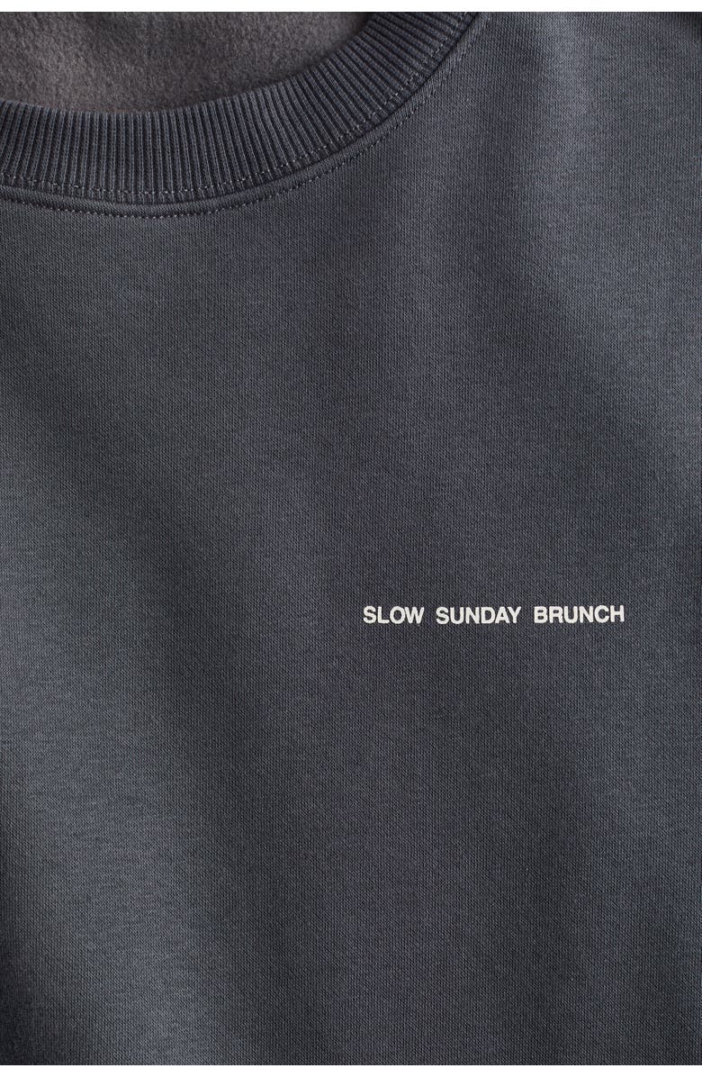 H&M Text-motif Sweatshirt, Alternate, color, Dark Gray/Brunch