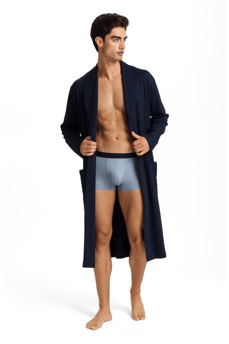 Night And Day Shawl Collar Cotton Robe, Alternate, color, Deep Navy