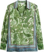 Elie Tahari The Olivia Regent Paisley Stretch Silk Button-Up Shirt