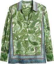 Elie Tahari The Olivia Regent Paisley Stretch Silk Button-Up Shirt