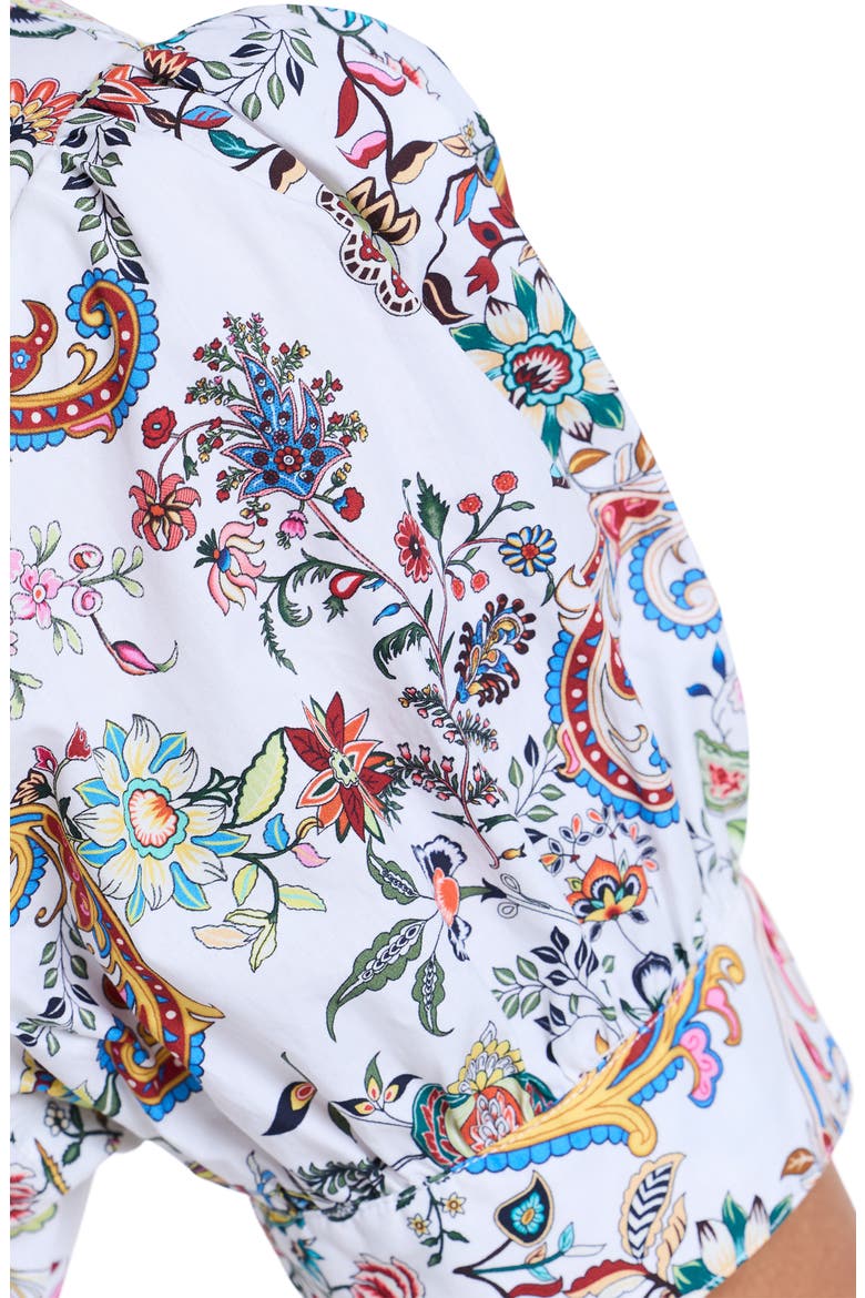 Carolina Paisley Floral Short Sleeve Cotton Shirtdress, Alternate, color, WHITE MULTI