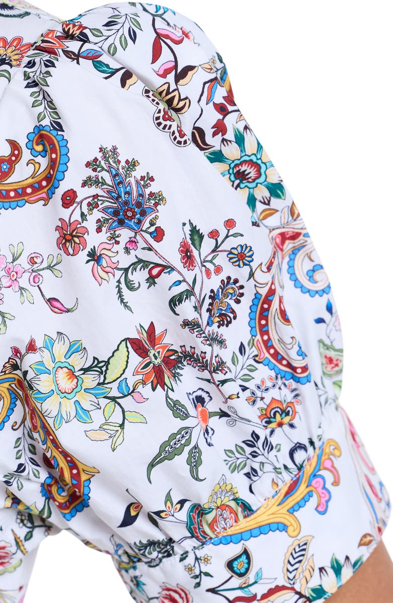 Robert Graham Carolina Paisley Floral Short Sleeve Cotton Shirtdress, Alternate, color, White Multi