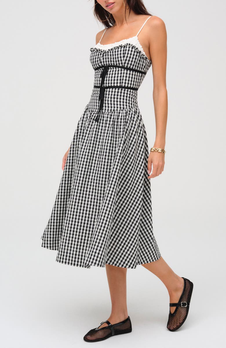 For Love & Lemons Georgia Gingham Sleeveless Midi Dress, Alternate, color, 