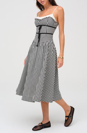 Georgia Gingham Sleeveless Midi Dress