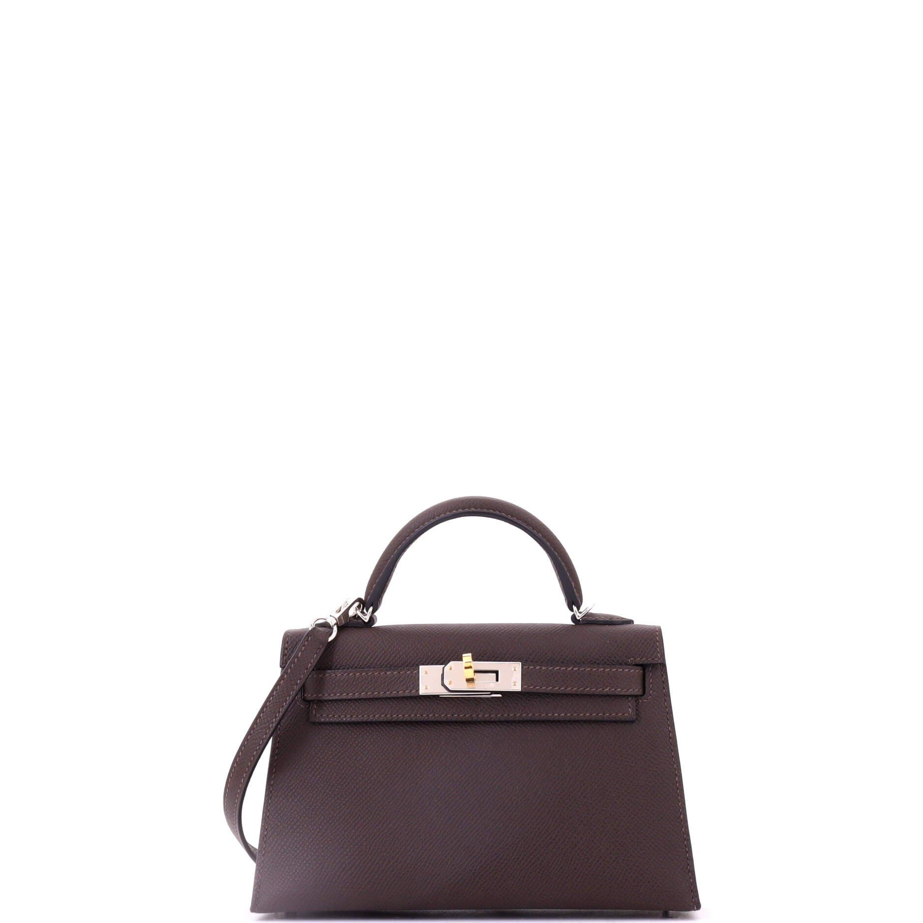 Kelly Mini II Bag Brown Epsom with Electrum Hardware 20, Main, color, Brown
