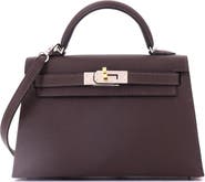 Pre-Owned Hermes Kelly Mini II Bag Brown Epsom with Electrum Hardware 20