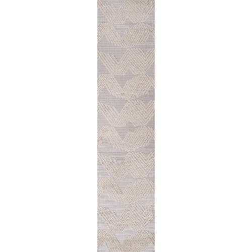 Jonathan Y Jazz High-low Pile Art Deco Geometric Indoor/outdoor Area Rug In Beige