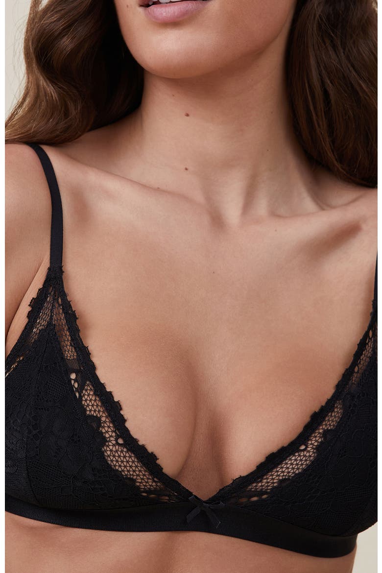 Women's Everyday Lace Triangle Padded Bralette, Alternate, color, Black