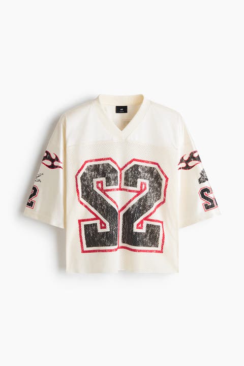 Oversized Fit Printed Mesh T-shirt
