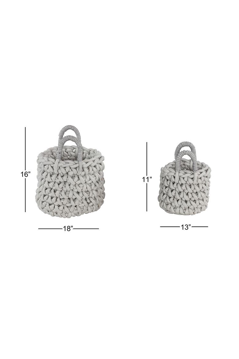 Gray Fabric Coastal Storage Basket with Handles - Set of 2, Alternate, color, GREY