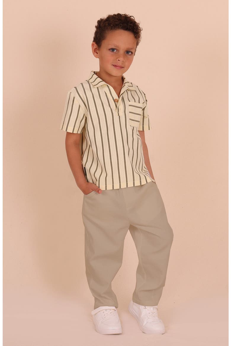 Kids' Stripe Polo, Alternate, color, CREAM