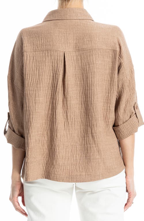 Max Studio Tab Sleeve Shirt In Neutral