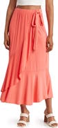 GO COUTURE Faux Wrap Midi Skirt