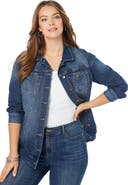 Roaman's Plus Size Boyfriend Stretch Denim Jacket