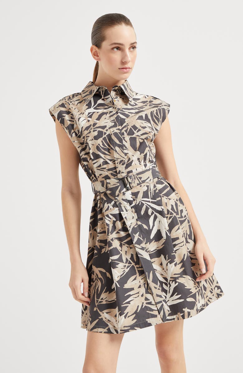 Brunello Cucinelli Herbarium Print Mini Chemisier dress, Alternate, color, 