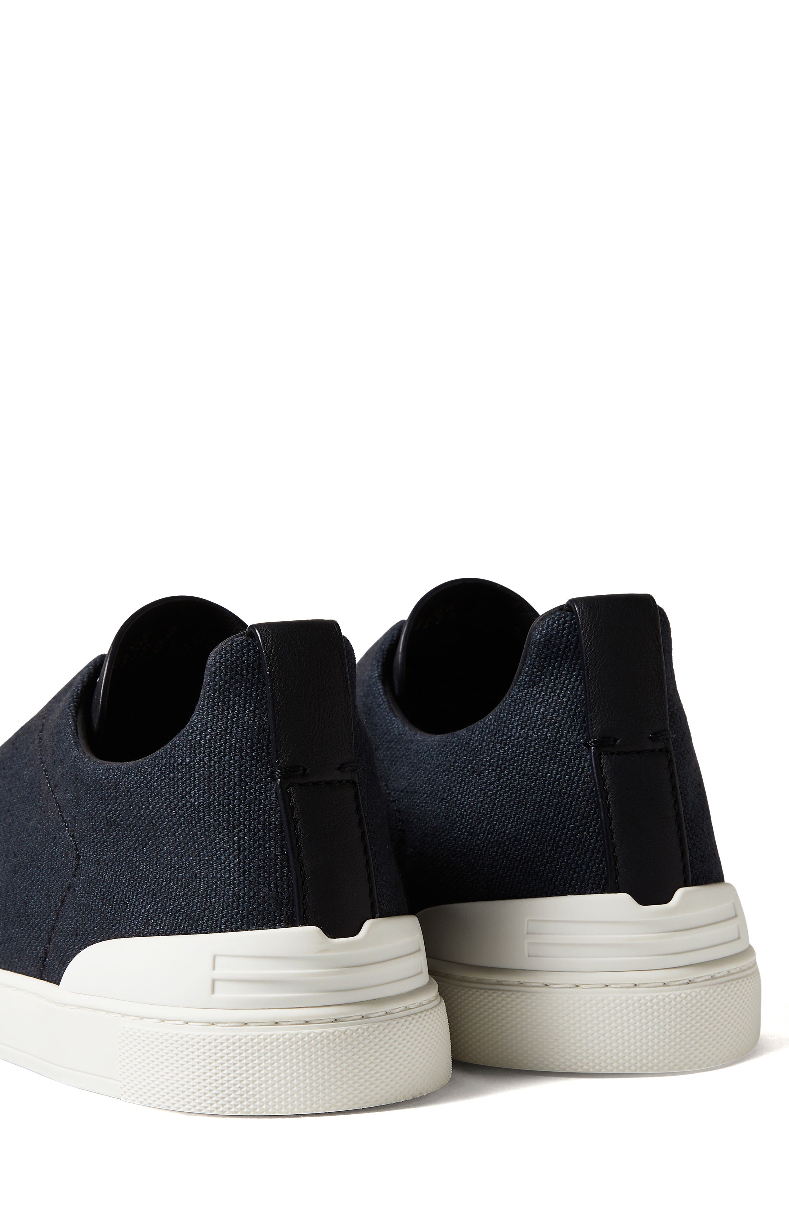 Cotton, Linen & Leather Triple Stitch™ Sneaker, Alternate, color, NAVY BLUE