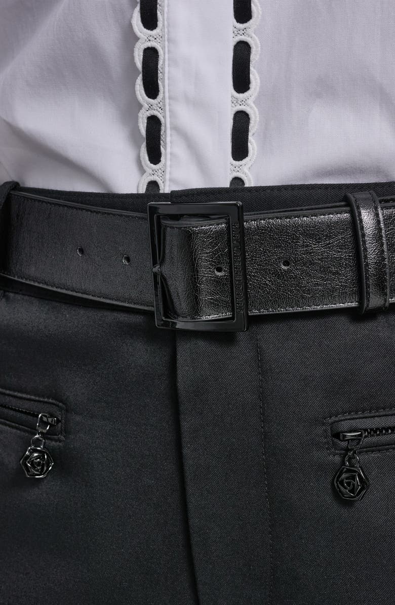 KARL LAGERFELD PARIS Mid Rise Belt Pants, Alternate, color, 