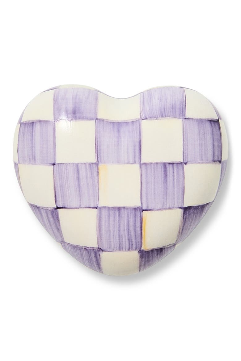 Violet Check Heart Knob, Main, color, VIOLET