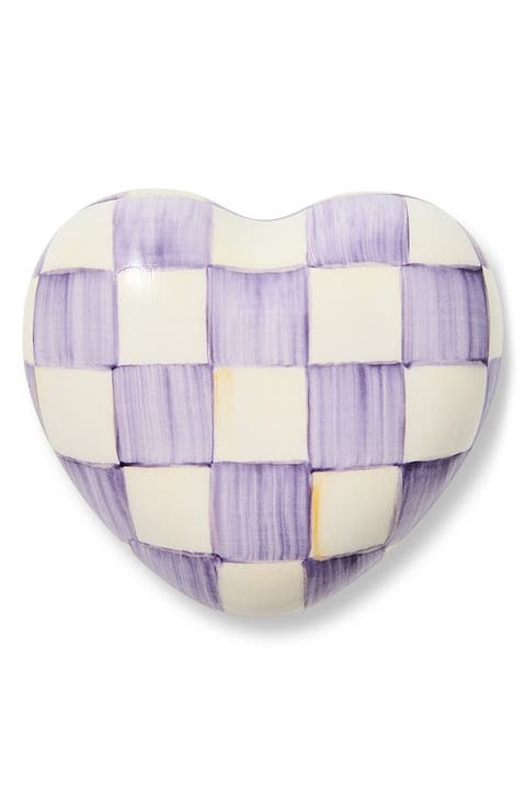 Violet Check Heart Knob