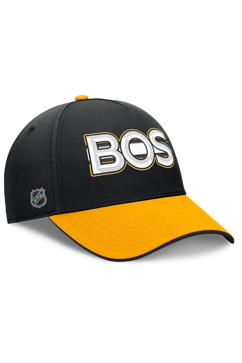 Men's Fanatics Black/Gold Boston Bruins Authentic Pro Rink Team Code Flex Hat, Alternate, color, Black