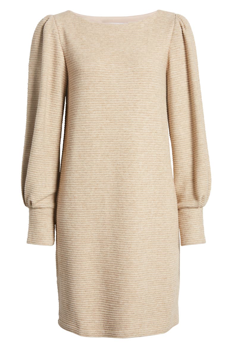PUFF SLEEVE SWEATER DRESS, Alternate, color, OATMEAL