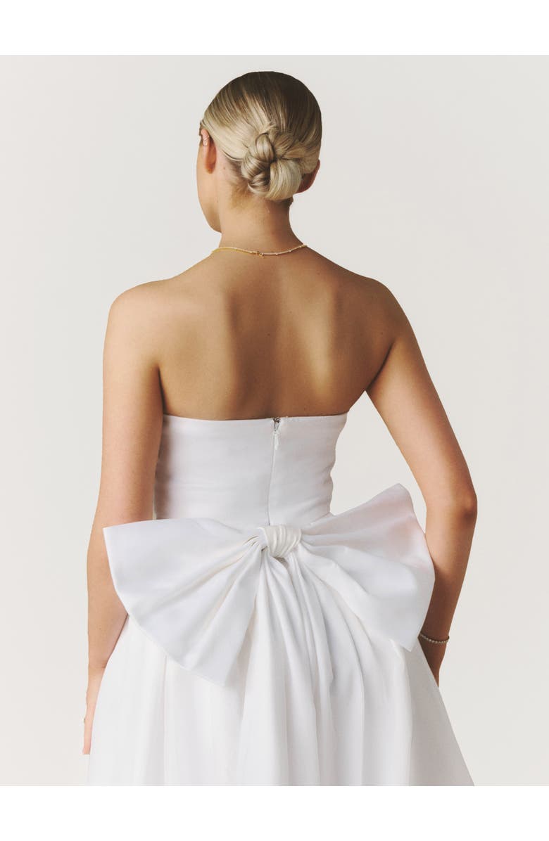 Six Stories Bandeau Bow Back Pleated Midi Dress, Alternate, color, White