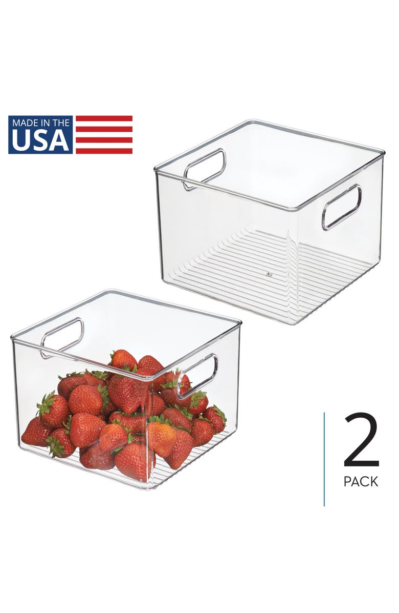 iDesign Pantry Storage Bin with Handles - Set of 2 - Clear - Made in USA, Main, color, Clear