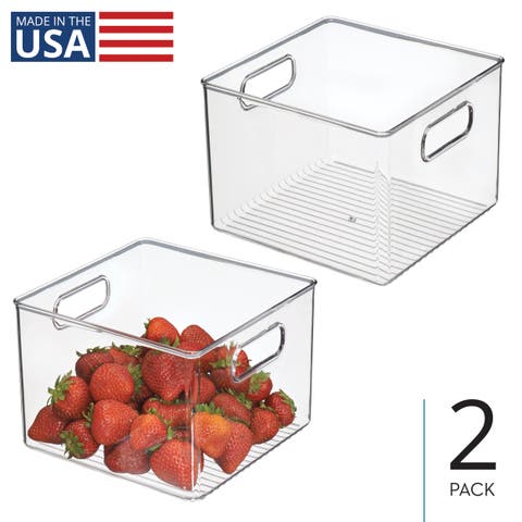 Pantry Storage Bin with Handles - Set of 2 - Clear - Made in USA