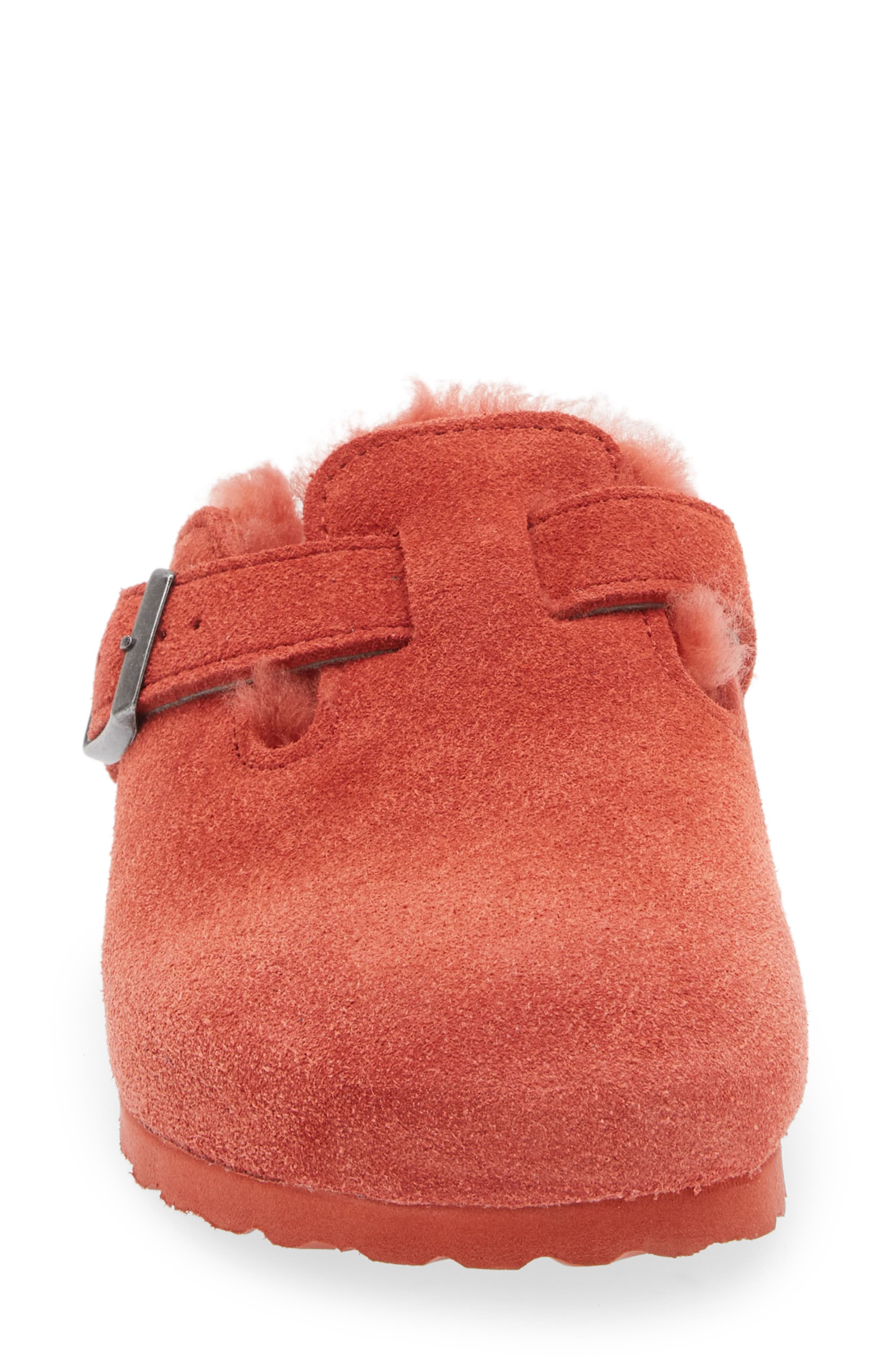 Birkenstock Boston Genuine Shearling Lined Clog, Alternate, color, Sienna Red/ Sienna Red