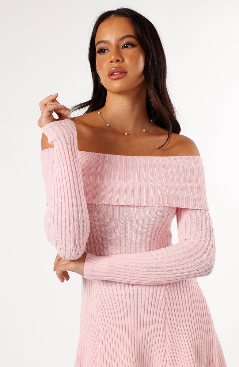 Petal & Pup Francisco Off the Shoulder Long Sleeve Sweater Dress, Alternate, color, Pink