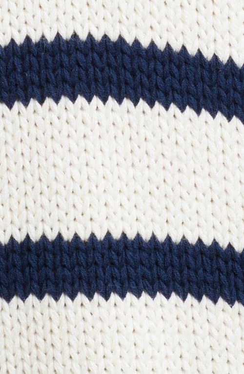 Rails Penny Stripe V-neck Cotton Sweater In Ivory Navy Stripe