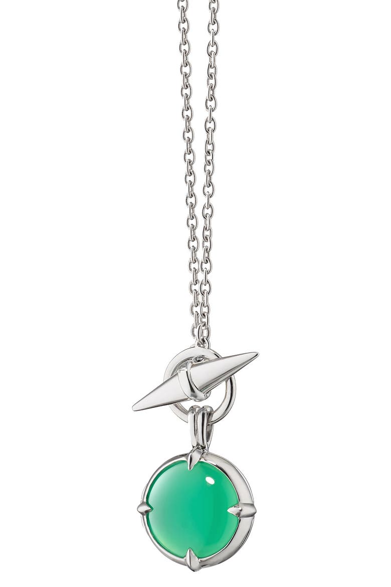 Green Agate Sterling Silver Toggle Locket Necklace, Main, color, STERLING SILVER