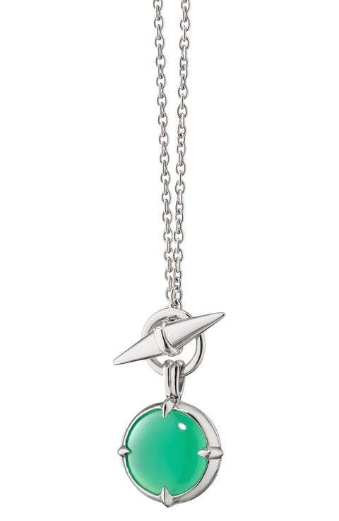 Green Agate Sterling Silver Toggle Locket Necklace